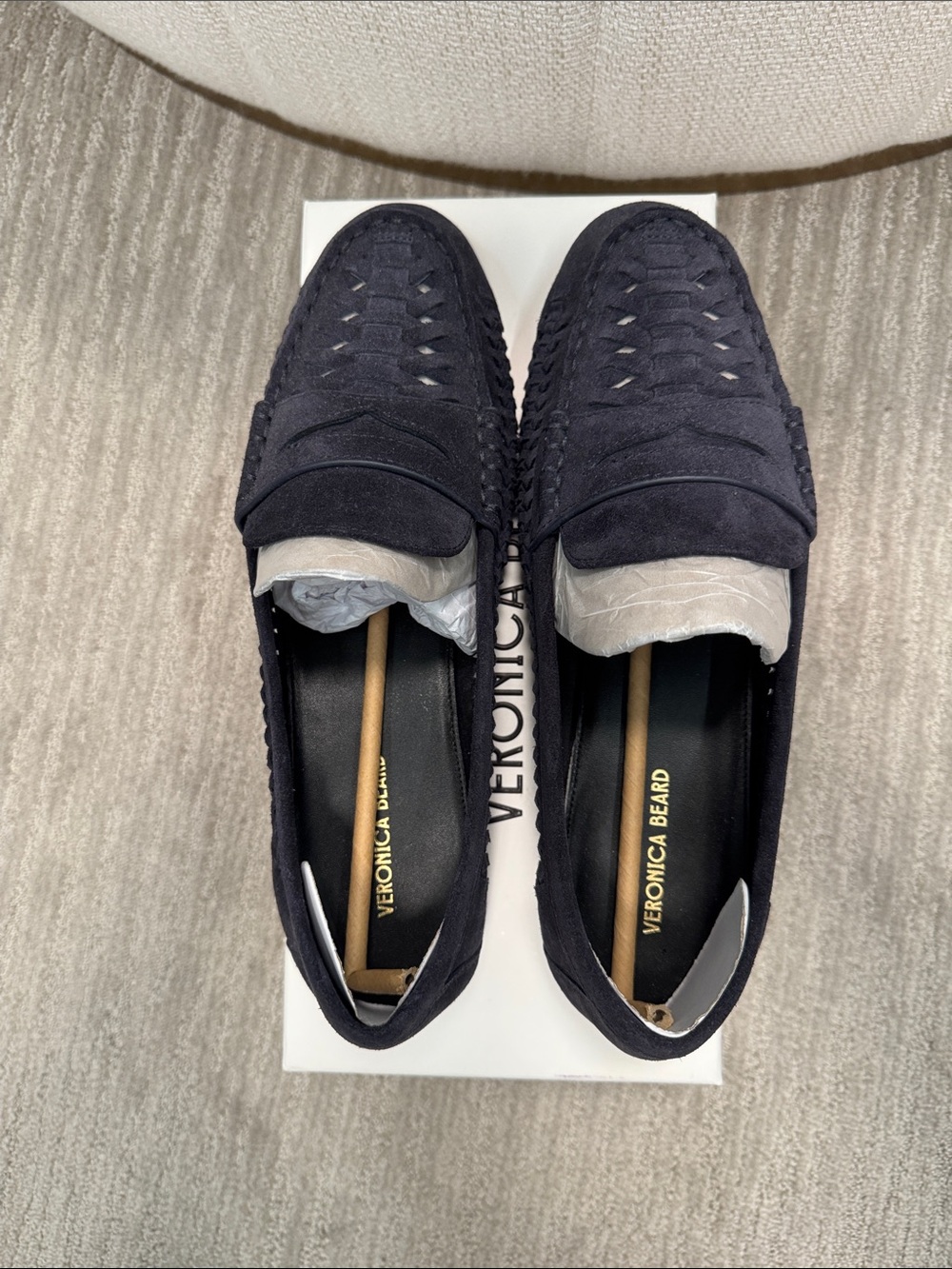 Veronica Beard NIB Penny Woven Suede Loafers Indigo Blue Size 9 - Picture 10 of 12